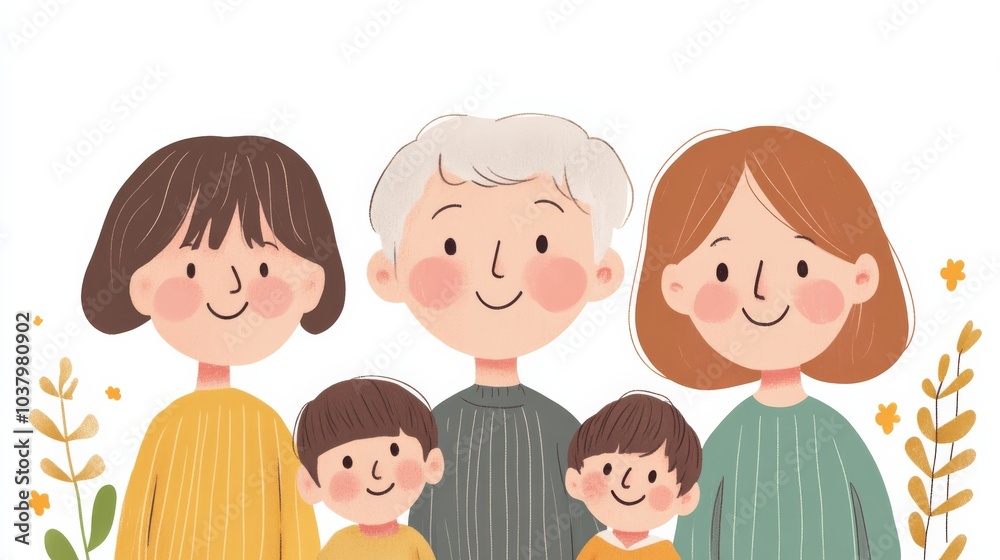 A family portrait capturing three generations, including grandparents, parents, and children, all standing together in a natural setting and smiling. A family portrait capturing three generations, including grandparents, parents, and children, all standing together in a natural setting and smiling.