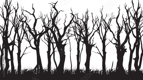 A forest of bare winter trees. silhouette illustration 