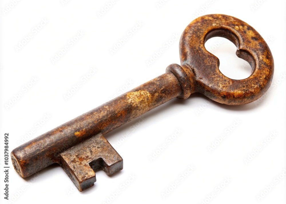 Rusty and timeworn, this key holds secrets of the past. Rusty and timeworn, this key holds secrets of the past.