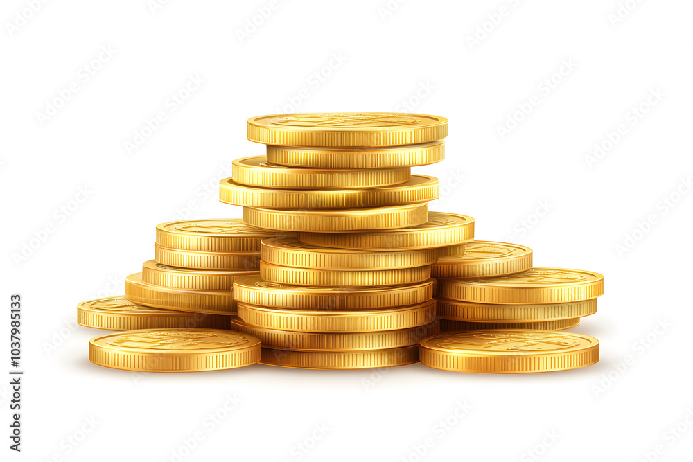 Pile of golden coins isolated on white background Pile of golden coins isolated on white background