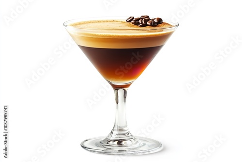 Isolated espresso martini drink on a white backdrop. Generative Ai