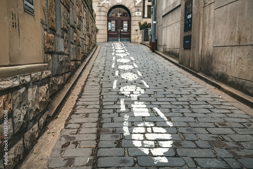 White paint footsteps in the street