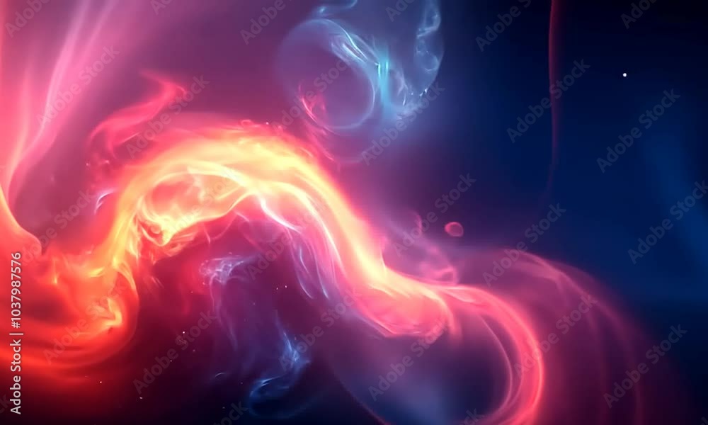 Abstract swirling smoke in vibrant red and blue colors on a dark background. Abstract swirling smoke in vibrant red and blue colors on a dark background.
