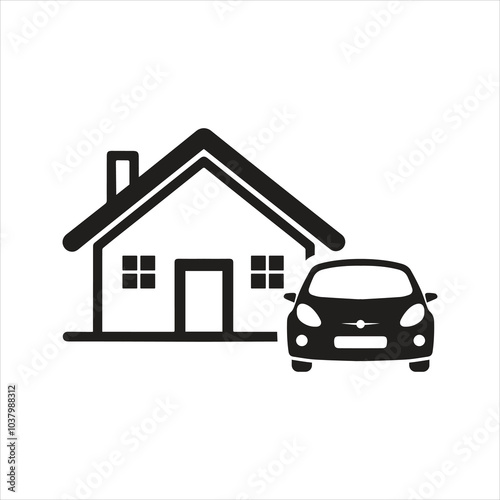 Property. Real estate icon. House and car icon