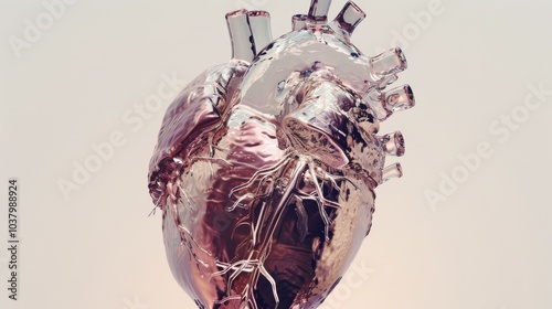 a human heart, with crystalline structures forming inside it photo