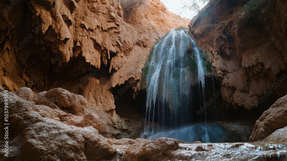 Naklejka premium Mooney Falls, Havasu Canyon, Havasupai Indian Reservation, Arizona, United States