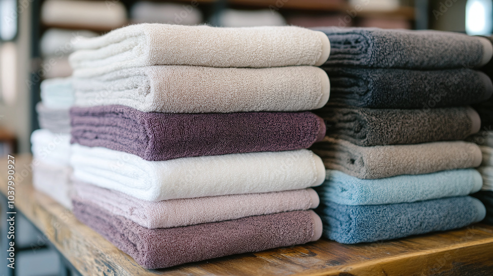 Stack of Soft and Luxurious Towels for a Relaxing Bathroom Stack of Soft and Luxurious Towels for a Relaxing Bathroom