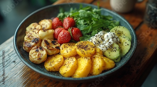 Serene view of a healthy breakfast plate with a focus on organic ingredients