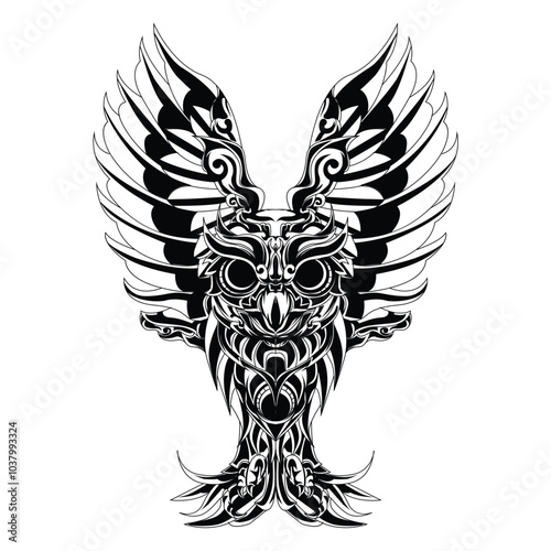 illustration mythical animal inking and line art