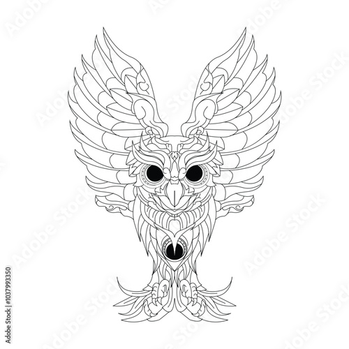 illustration mythical animal inking and line art