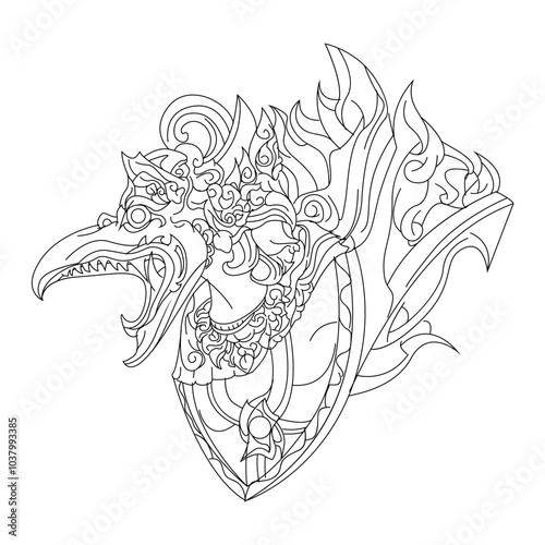 illustration mythical animal inking and line art