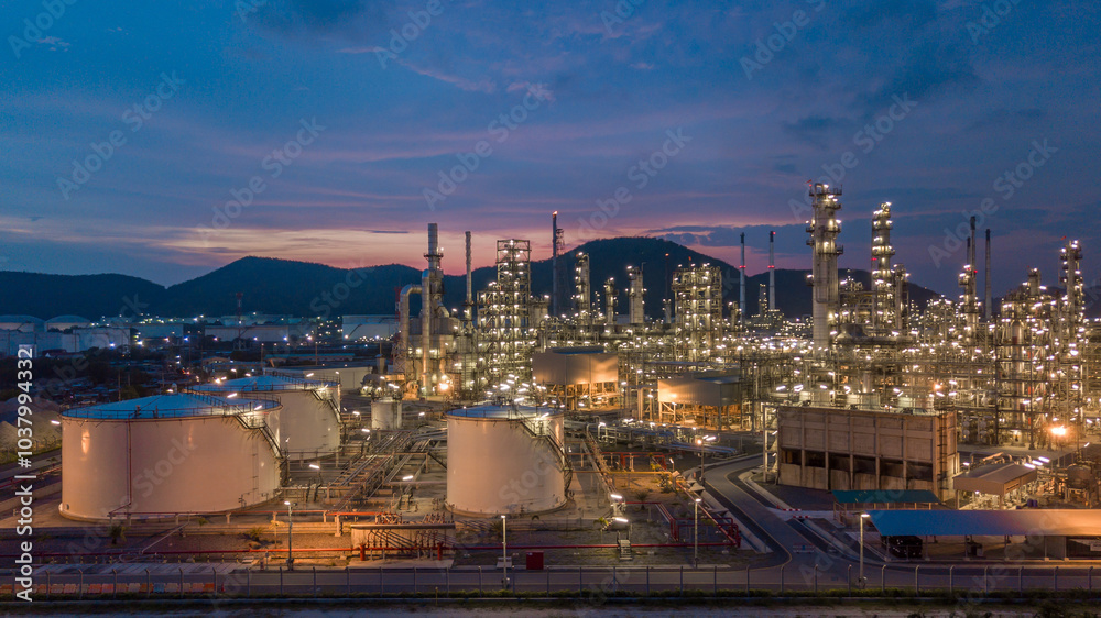 Aerial view oil and gas refinery industry, Oil and gas refinery industry factory petrochemical plant, Business oil and gas refinery power energy industry in pretoleum industrial zone. Aerial view oil and gas refinery industry, Oil and gas refinery industry factory petrochemical plant, Business oil and gas refinery power energy industry in pretoleum industrial zone.