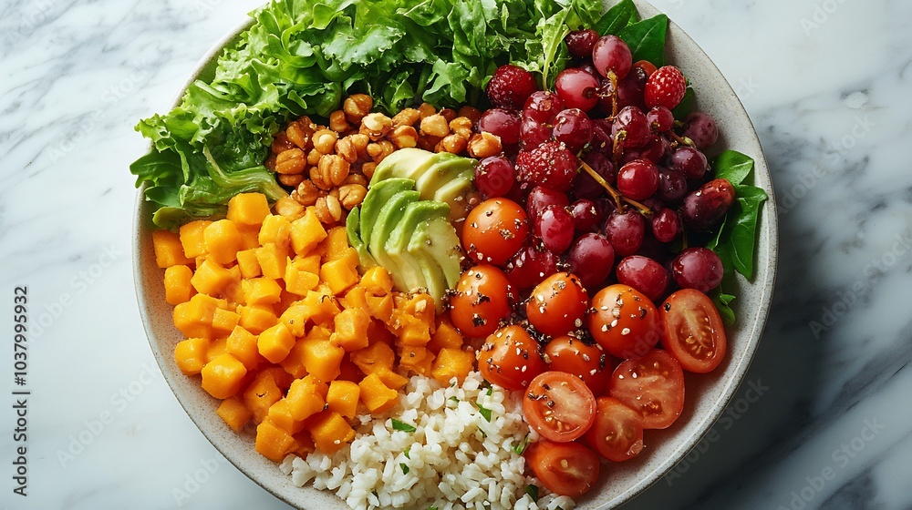 Wellbalanced meal on a plate emphasizing fiber and nourishment set against a simple background Wellbalanced meal on a plate emphasizing fiber and nourishment set against a simple background