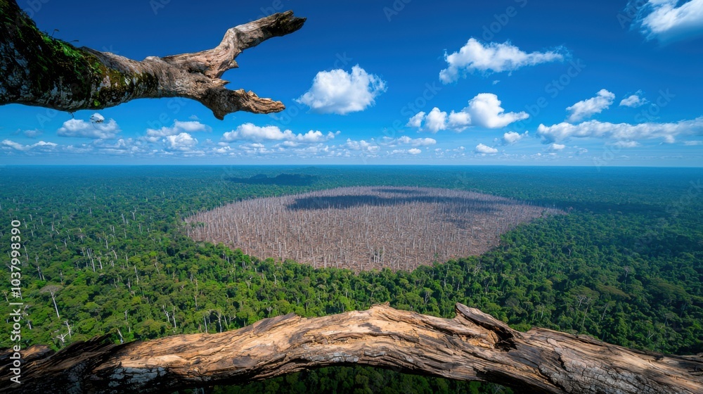 Aerial View of Deforestation and Tree Stumps Aerial View of Deforestation and Tree Stumps