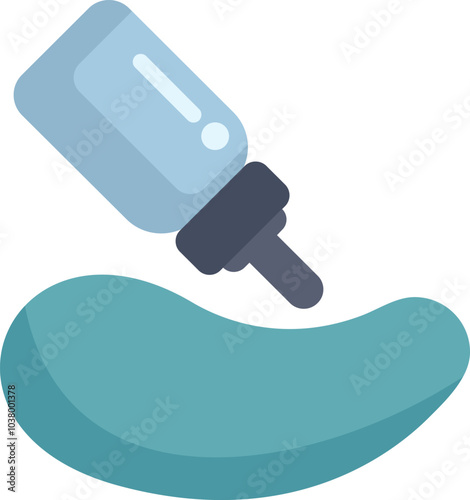 Dropper bottle pouring liquid serum on green cosmetic cream, concept of beauty treatment or pharmaceutical product