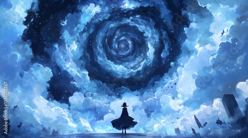 Obraz na płótnie Dreamlike Celestial Landscape in Anime Style w salonie