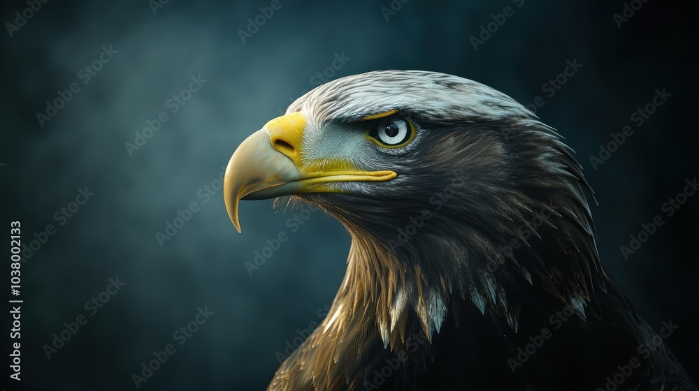 Fototapeta premium A close-up of a majestic eagle with sharp features and intense gaze.