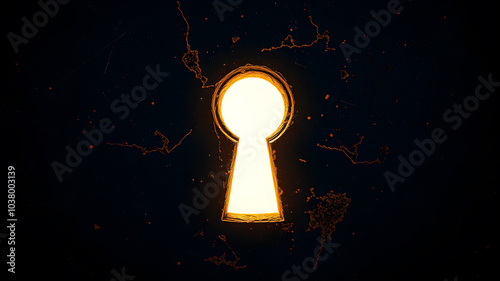 A key hole in dark and golden. Generative AI