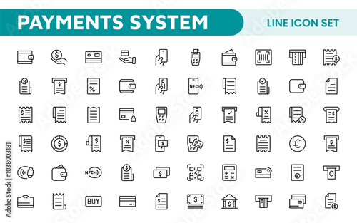 Digital Payments Icon Set. Sleek and modern icons for e-commerce, online transactions, and fintech apps, designed to enhance user interfaces and streamline payment processes.