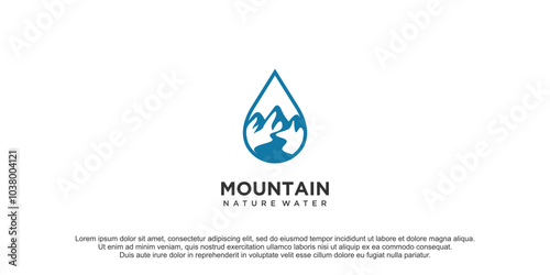 Mountain water icon vector logo design with creative concept Premium Vector