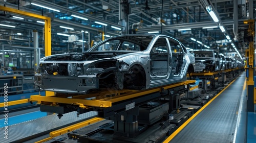 Car Manufacturing Process in Modern Factory Setting