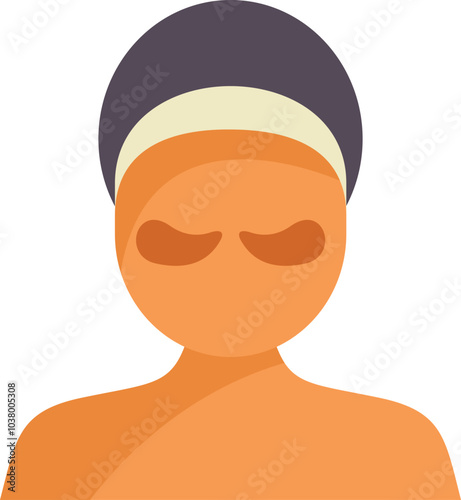 Woman wearing headband relaxing with under eye patches getting spa treatment