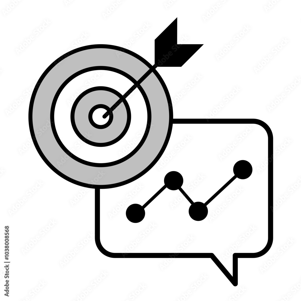 Targeted Communication Icon – A Chat Bubble with a Target and Arrow, Representing Focused and Purposeful Discussions Targeted Communication Icon – A Chat Bubble with a Target and Arrow, Representing Focused and Purposeful Discussions