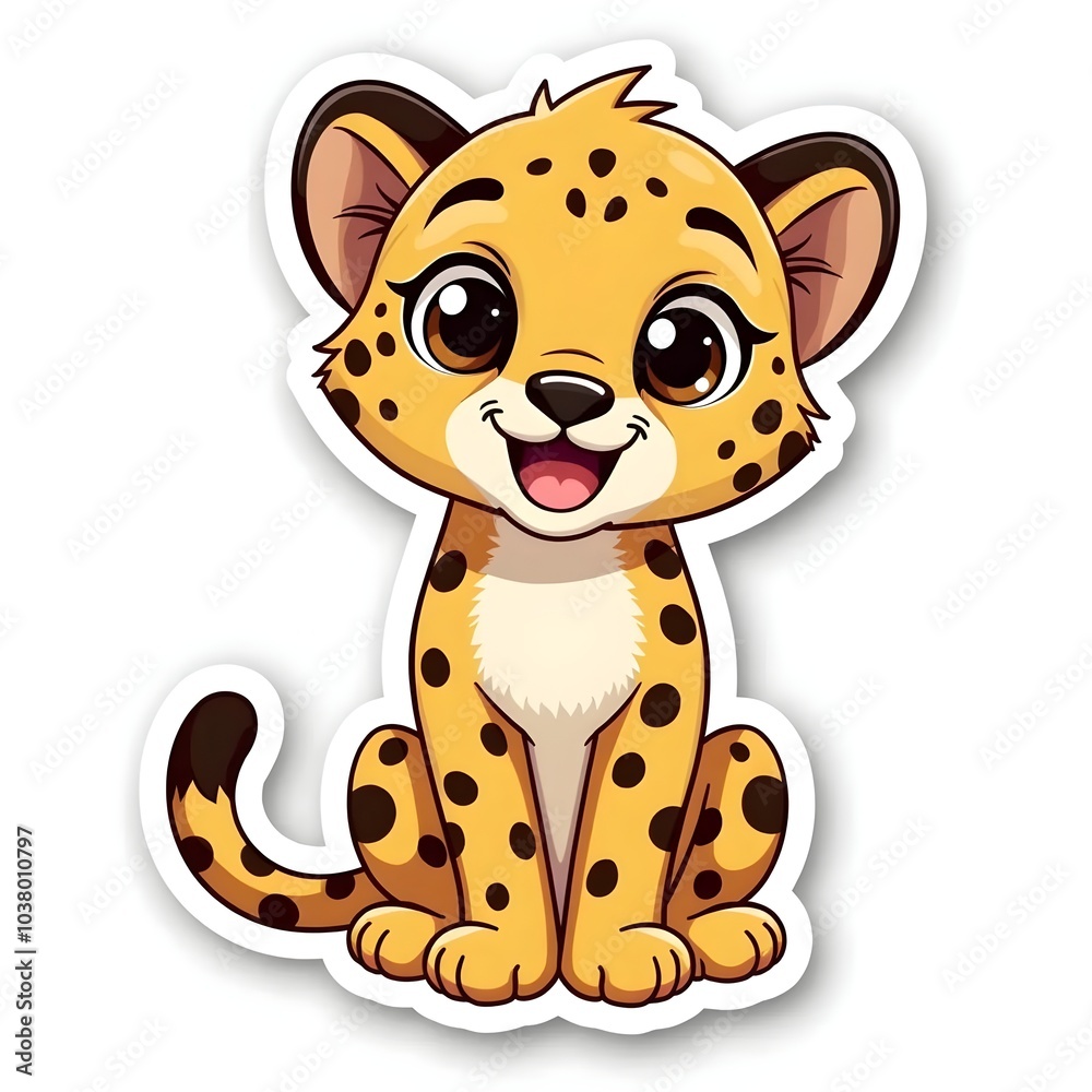 Cute Cheetah Cartoon Sticker Illustration. Generative AI Cute Cheetah Cartoon Sticker Illustration. Generative AI