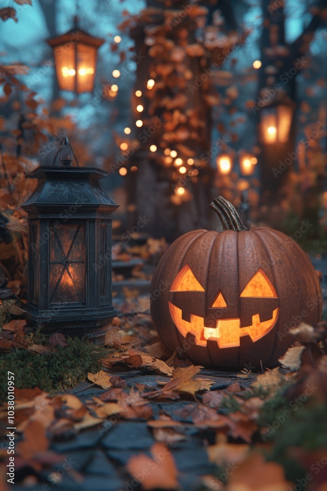 Obraz premium Halloween Pumpkin with Lantern