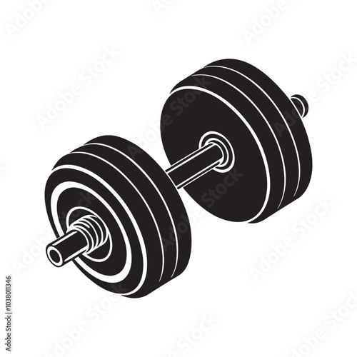 Silhouette of a Fitness equipment barbell with weight plates