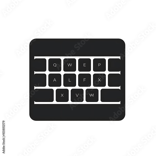 A minimalist representation of a keyboard layout with letters displayed.