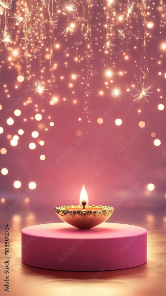 Banner design for diwali festival and podium,Diwali light decoration candle with fireworks,Stage,Product display Showcase design sparkle background,Deepavali,Dipavali,3D podium illustration. Banner design for diwali festival and podium,Diwali light decoration candle with fireworks,Stage,Product display Showcase design sparkle background,Deepavali,Dipavali,3D podium illustration.