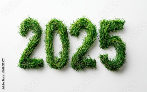 The numbers "2025" dill texture, isolated on a pure white background.