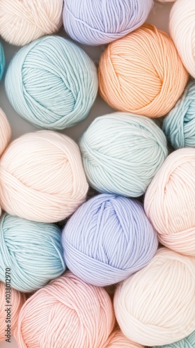 Soft wool skeins in various pastel shades