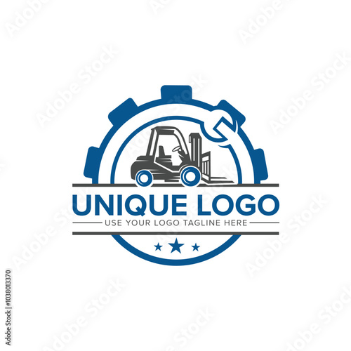 Illustration vector graphic of forklift, forklift earthworks, and heavy equipment logo design template