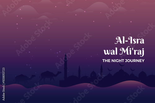 Happy al-isra mi'raj the night journey vector illustration design