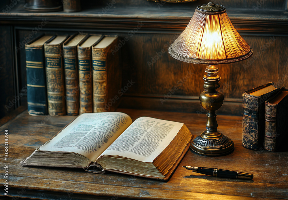 desk with book and fountain pen background desk with book and fountain pen background