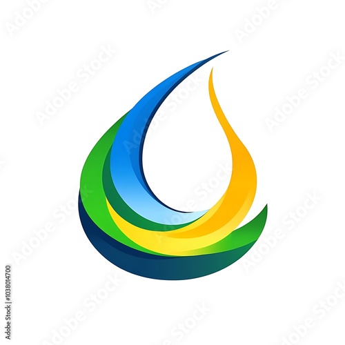 A stylized droplet design with gradient colors representing water and nature.