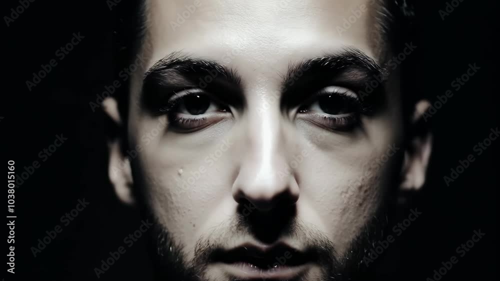 Dramatic portrait of a young man in low-key lighting
