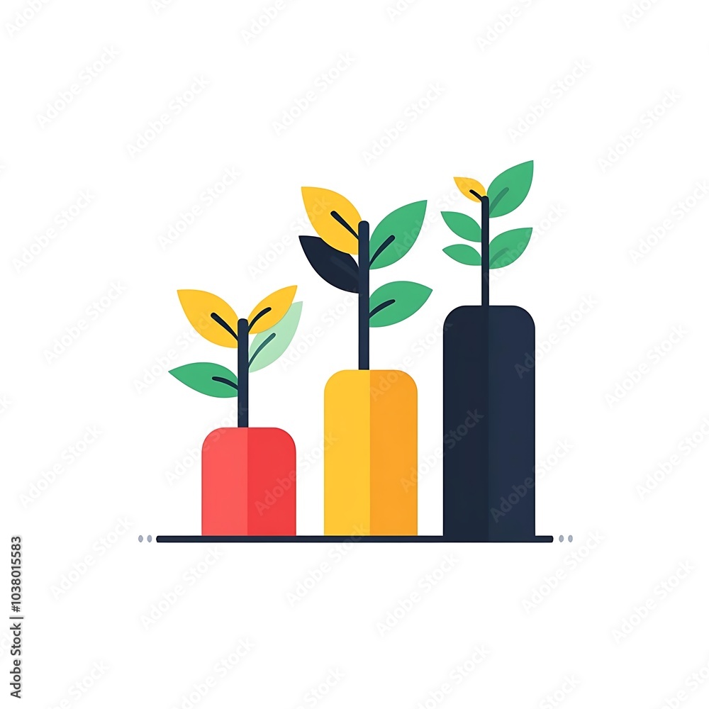 A stylized graphic of growing plants represented by colorful bars. A stylized graphic of growing plants represented by colorful bars.