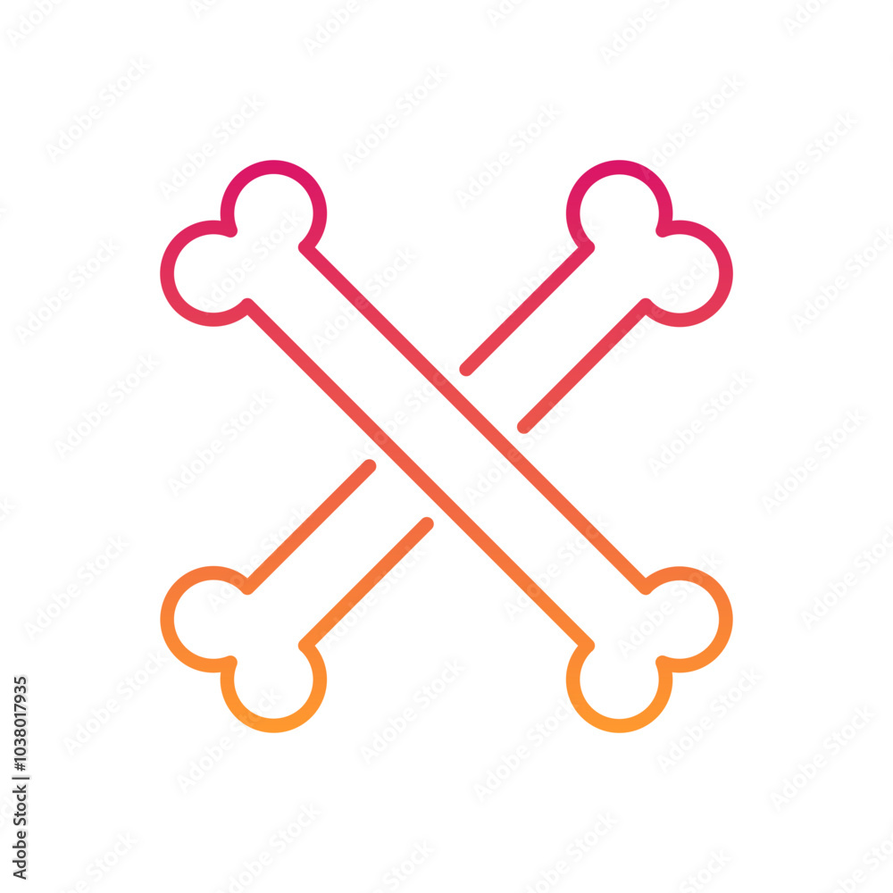 cross bone Halloween, horror, Mystery, and Scary Gradient Line Icon cross bone Halloween, horror, Mystery, and Scary Gradient Line Icon