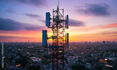 Telecommunication Tower at Sunset