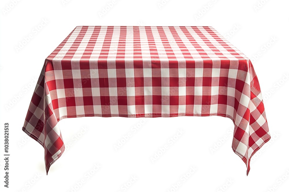 Isolated on a white backdrop is a red checkered tablecloth. Generative Ai Isolated on a white backdrop is a red checkered tablecloth. Generative Ai