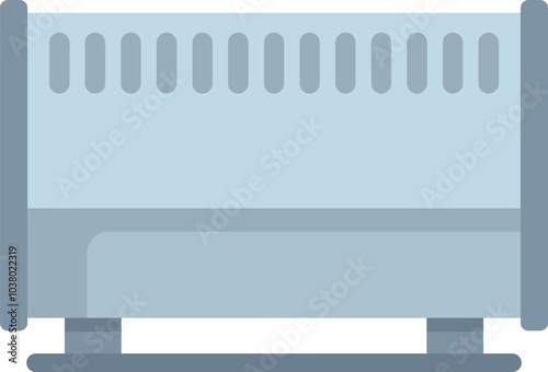 Baby cot with mattress representing furniture for newborn child standing on floor