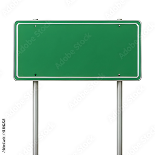 blank green highway sign isolated on transparent background