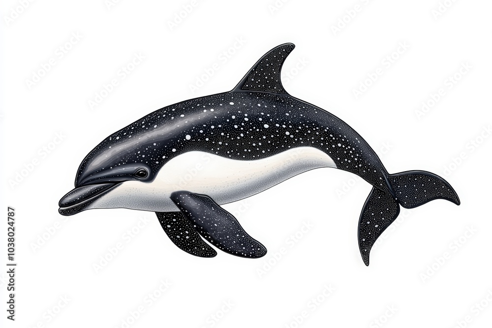 Fototapeta premium Dolphin illustration, white isolate background