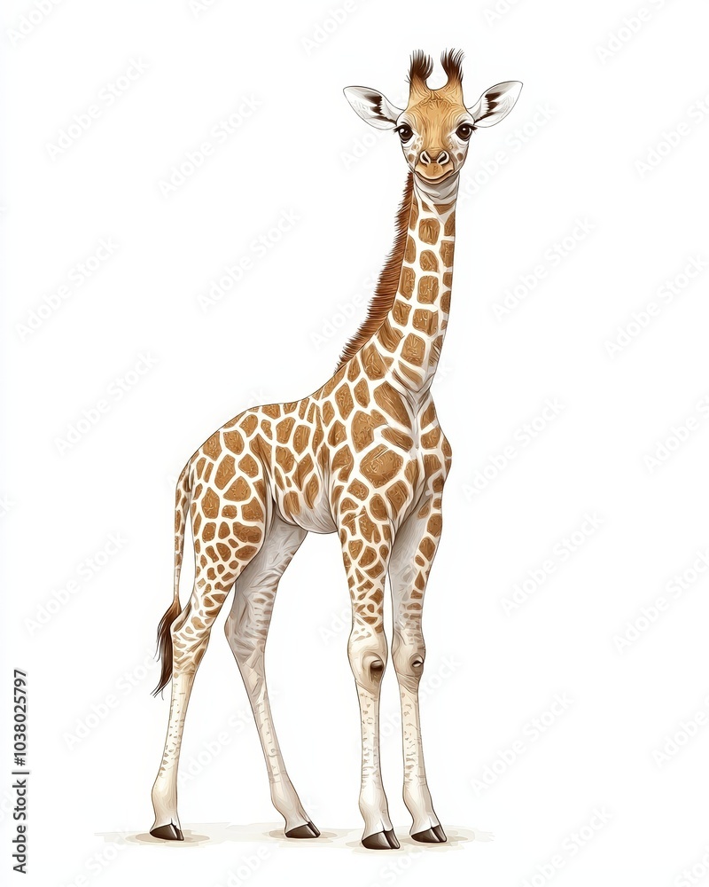 Fototapeta premium Giraffe with distinct skin pattern, isolated.