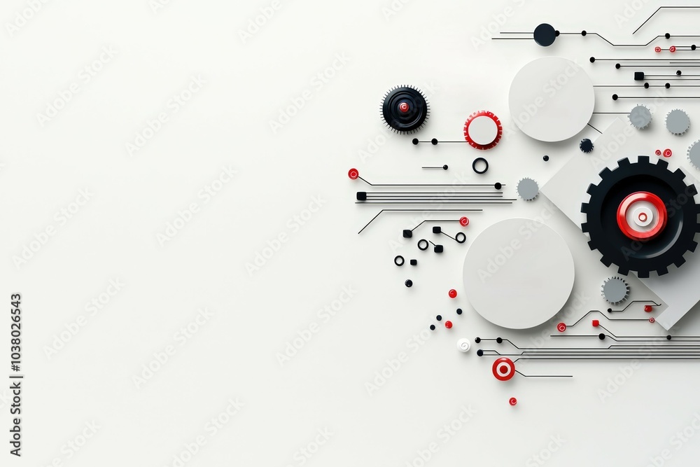 Obraz premium Abstract gears and circuit design, white isolate background