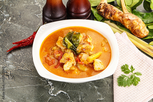 Thai traditional Tom Yum with chicken photo