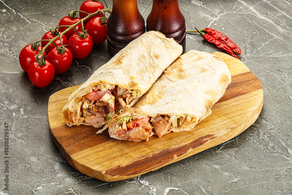 Shawarma with grilled chicken meat